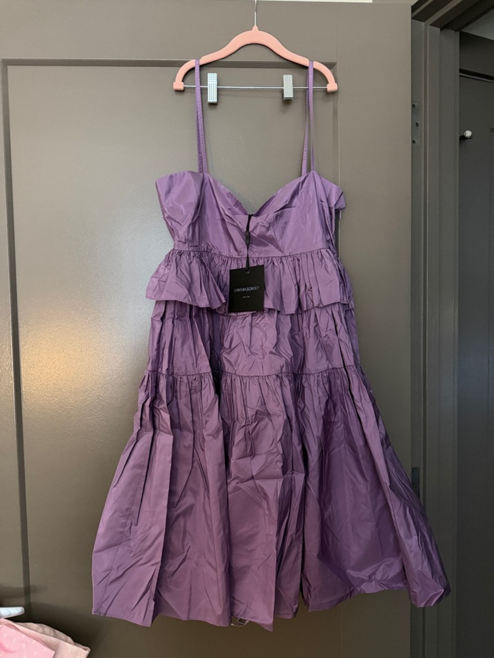 Cynthia Rowley Lilac Ruffled Spaghetti Strap Dress